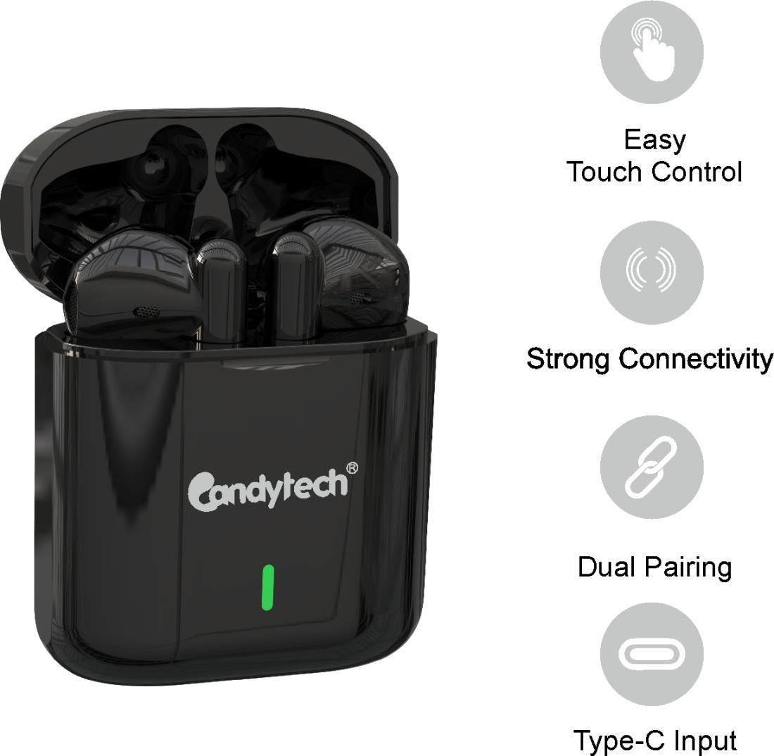 Candytech Emoji Bluetooth Earbuds with Touch Controls 22 Hrs Music