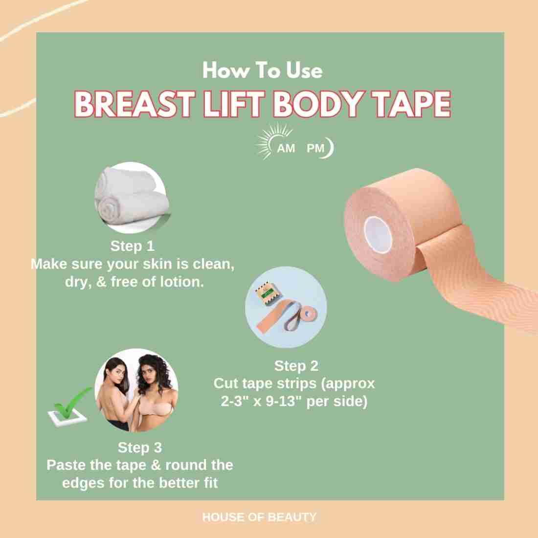 bare wear Body & Boob Tape Plus Waterproof & Sweat-Proof Bra Tape - 5m 10cm  (Skin) Cotton Push Up Bra Pads Price in India - Buy bare wear Body & Boob  Tape