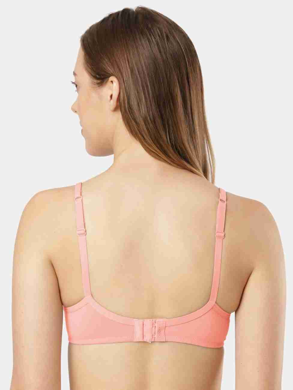 Buy Women's Wirefree Padded Super Combed Cotton Elastane Stretch Medium  Coverage Lace Styling T-Shirt Bra with Adjustable Straps - Candlelight Peach  1723
