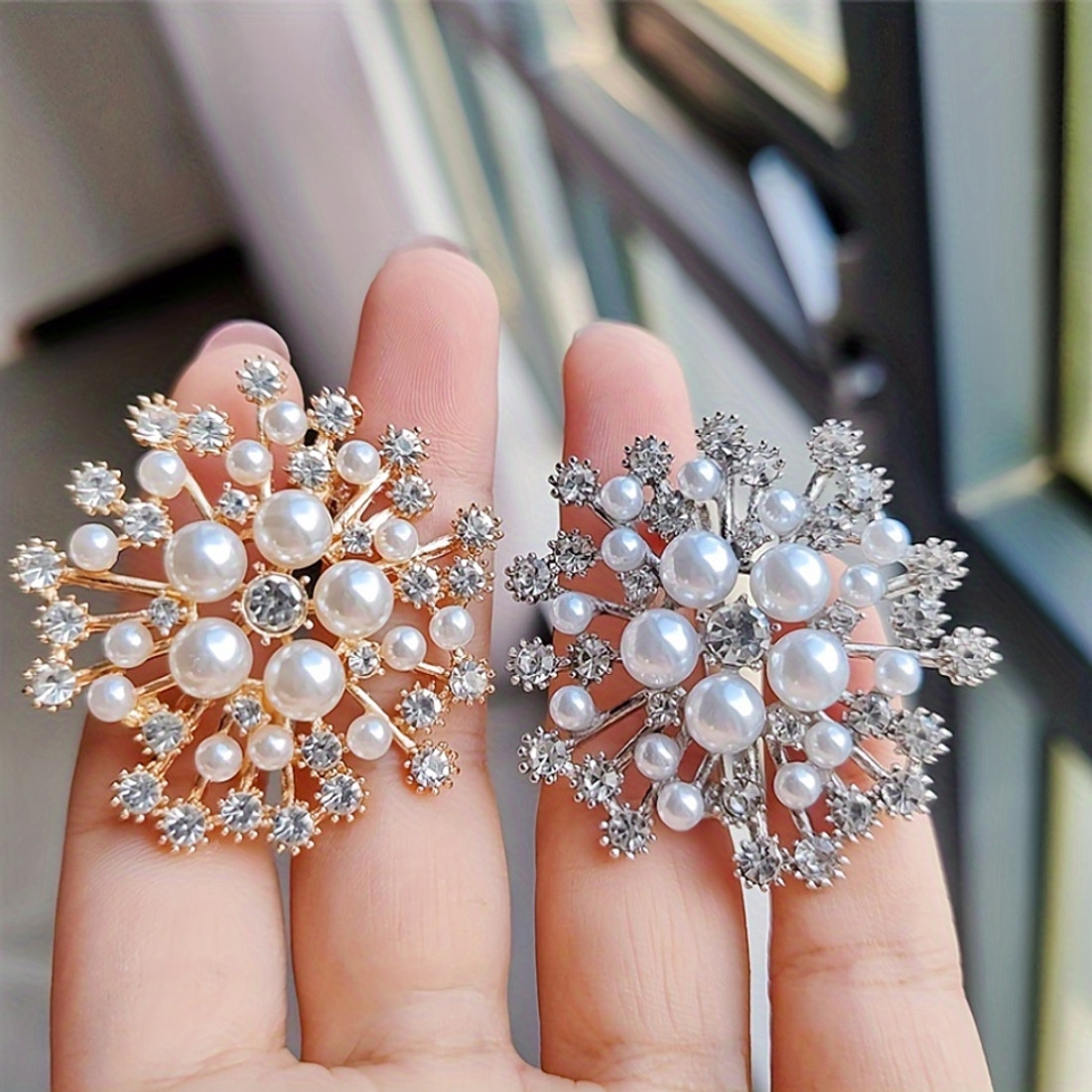 Pearl and rhinestone brooch on sale