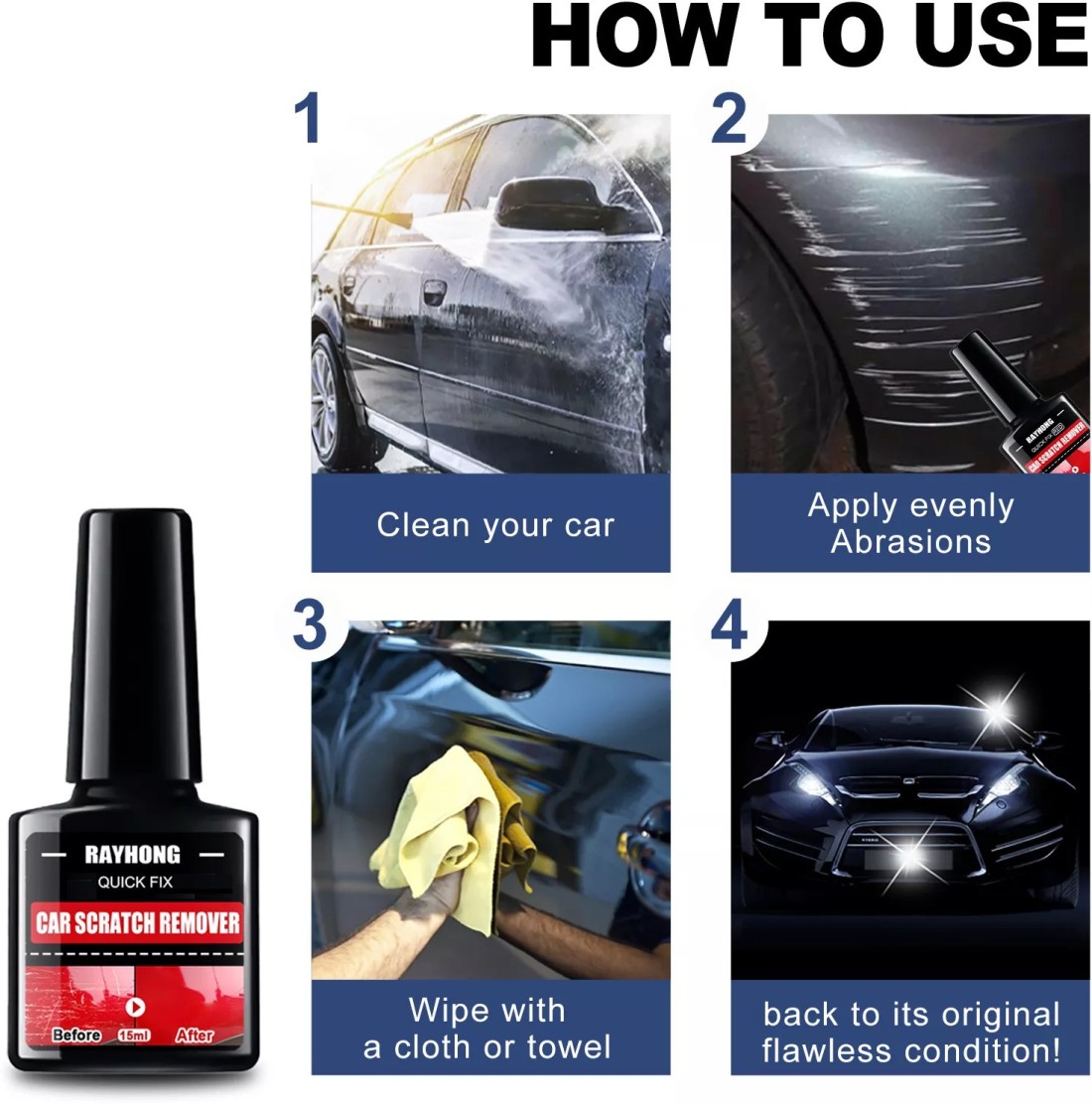 RAYHONG car paint scratch repair car care polishing wax (Black