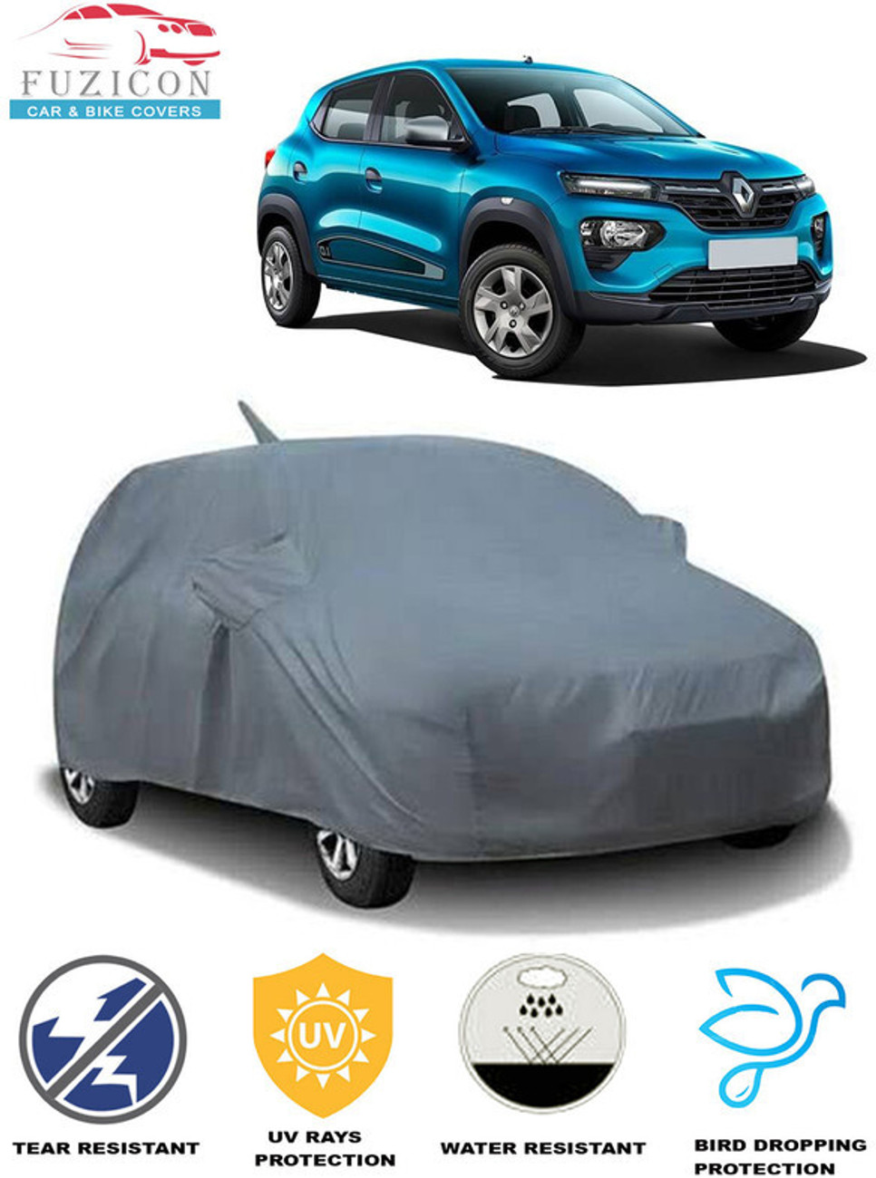 FUZICON Car Cover For Renault Kwid Climber 1.0 MT With Mirror