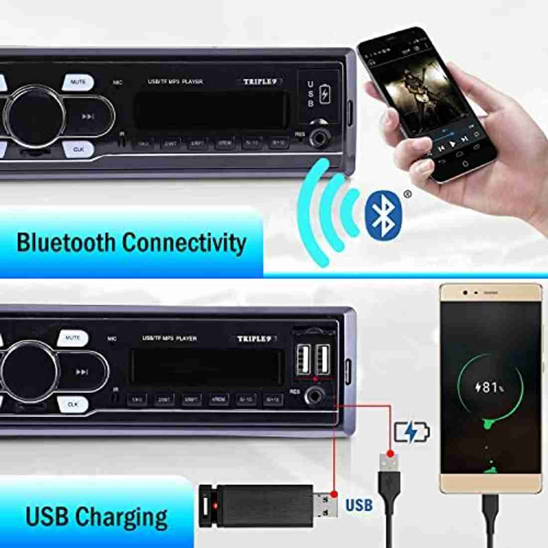 ALLEXTREME Car Stereo AM FM Radio Receiver MP3 USB Aux in