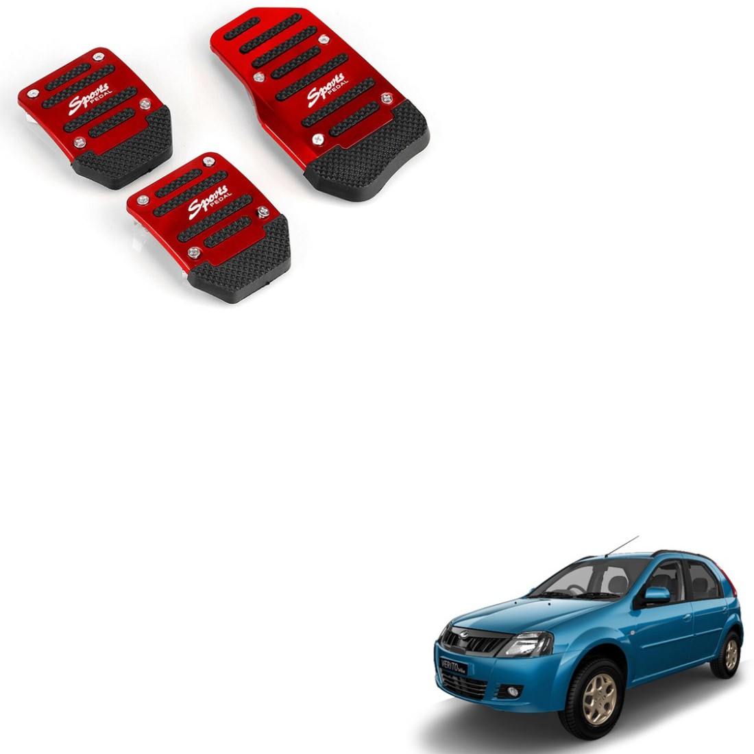 SEMAPHORE Car Non-Slip Manual Pedals Kit Sports Red For Mahindra