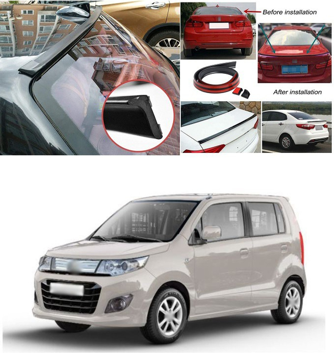 PROEDITION Rear Strip Splitter Spoiler Side Skirt Rubber Carbon