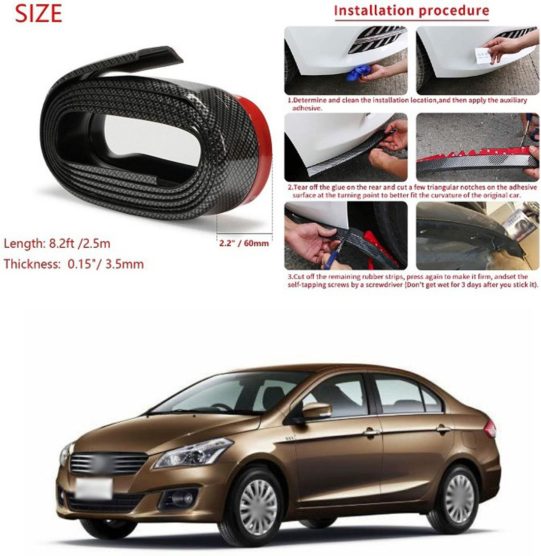 PROEDITION Universal Strip Splitter Spoiler Side Skirt Black for