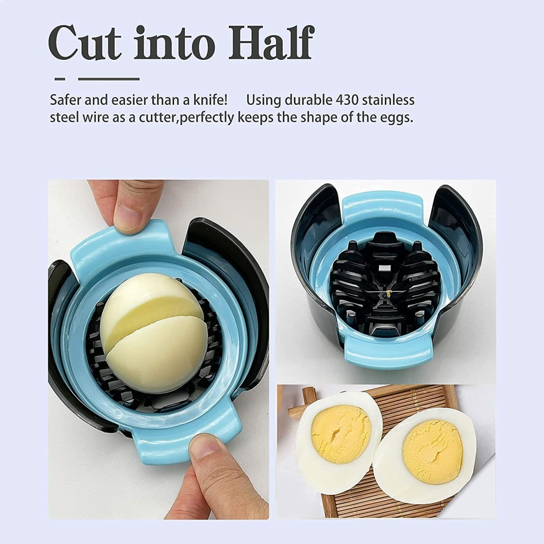 Egg Slicer, Hard Boiled Egg Slicer, Egg Cutter for Soft Boiled Eggs  Stainless Steel Egg Cutter 