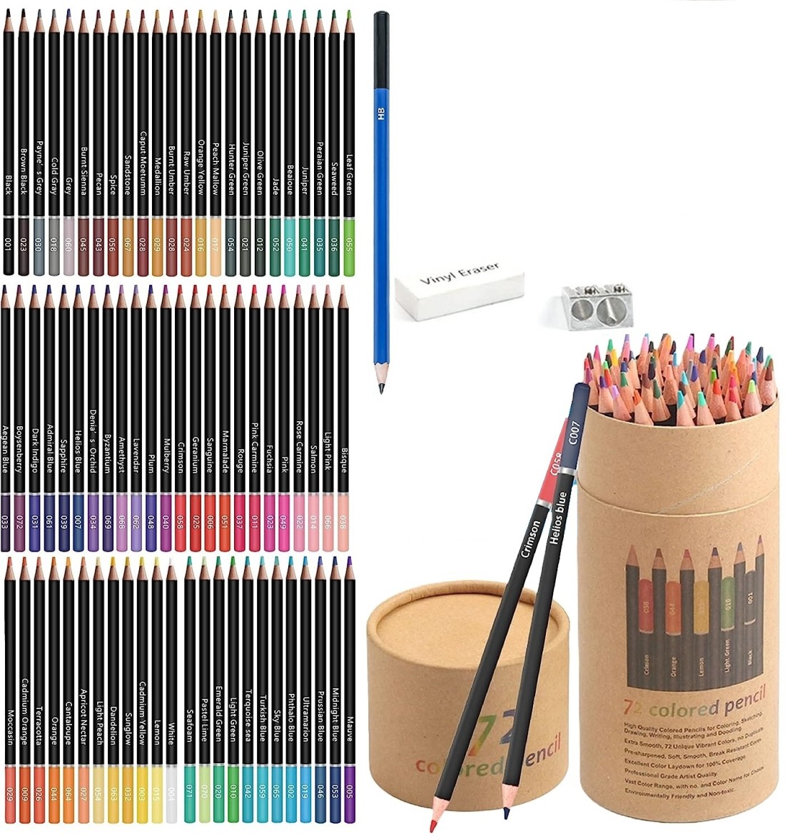 72 Colored Pencils - Professional Grade 72 Vibrant Color Pre-sharpened  Colored Pencil Set for Drawing, Sketching, Coloring Book