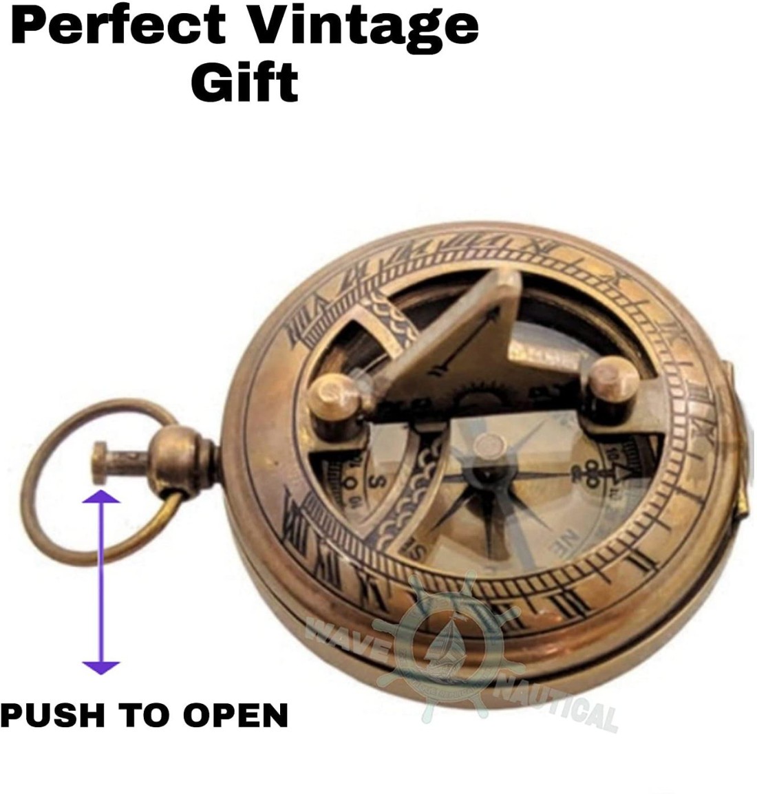 Push-Button Brass Compass
