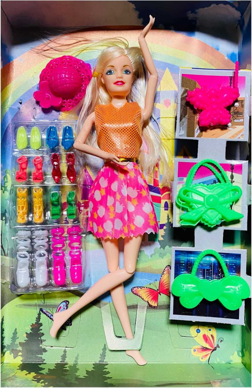 Foldable barbie shop doll set