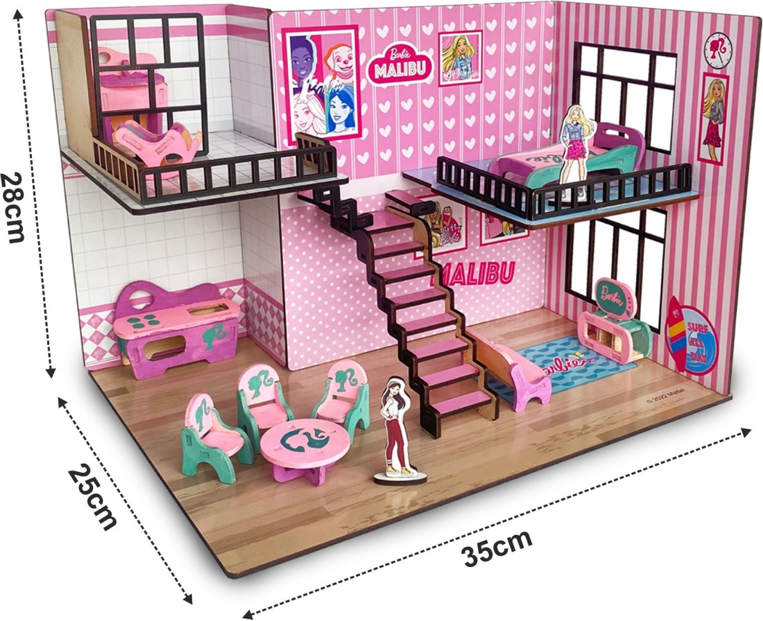 Malibu Doll House for Girls Boys DIY Paint Wooden