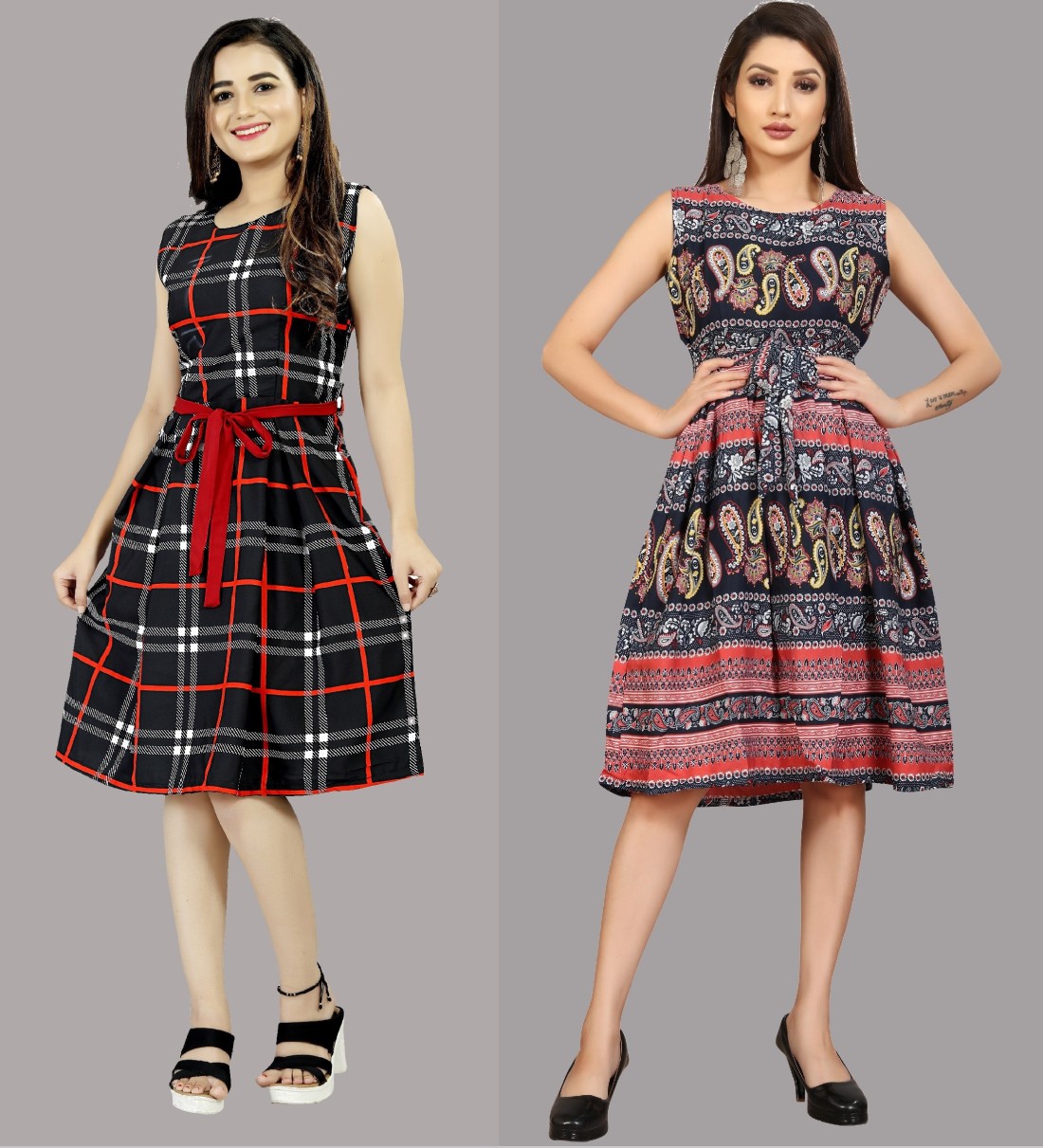 Modli 20 Fashion Women Fit and Flare Multicolor Dress - Buy Modli 20  Fashion Women Fit and Flare Multicolor Dress Online at Best Prices in India