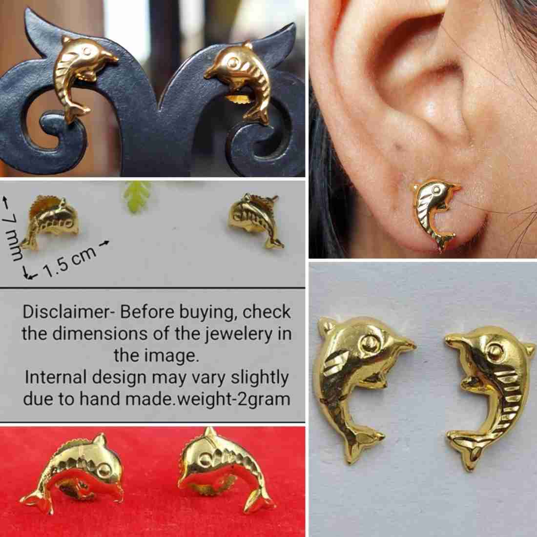 Fish design deals gold earrings