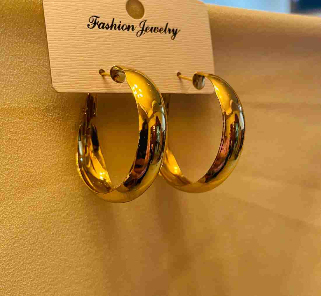  Buy B.B.FASHION Chunky Gold Hoop circular hoop earrings  Korean stylish everyday Alloy Hoop Earring Online at Best Prices in India