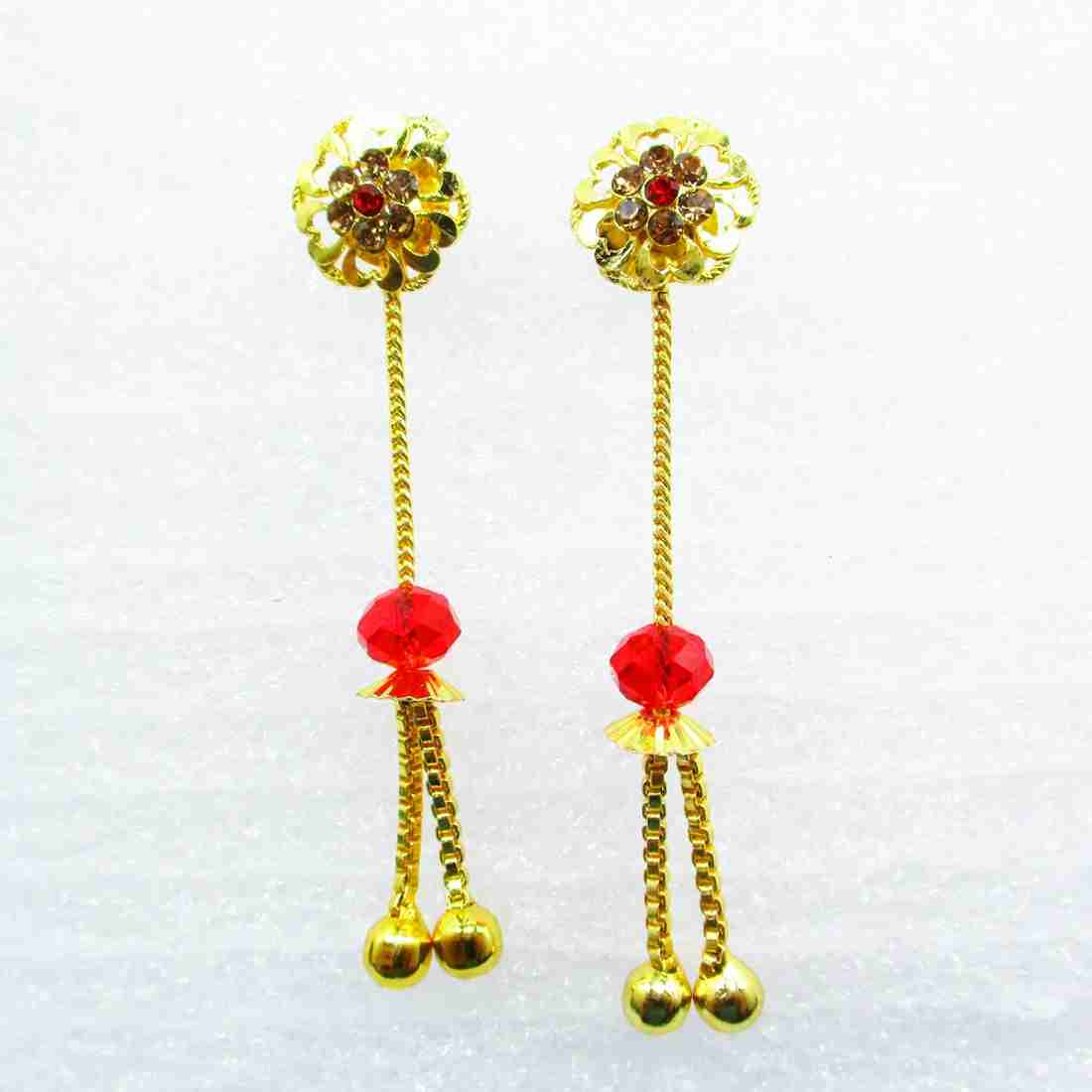 Blue - Hand Embroidered Gamcha Fabart Earrings by Rangila Dhaga