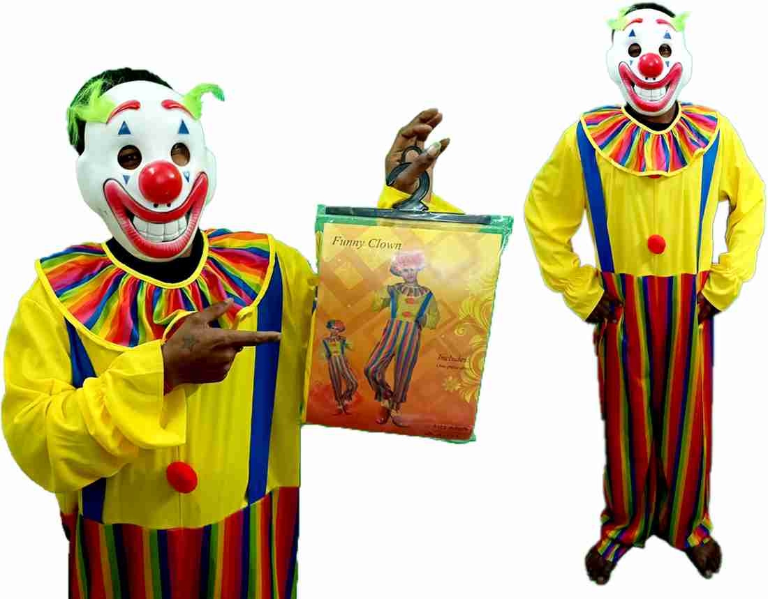 A SARKAR MAGIC WORLD JOKER COSTUME FREE SIZE ADULT CIRCUS CLOWN DRESS FUNNY CUSTUME PARTY DRESS Elders Halloween Costume Price in India Buy A SARKAR MAGIC WORLD JOKER COSTUME