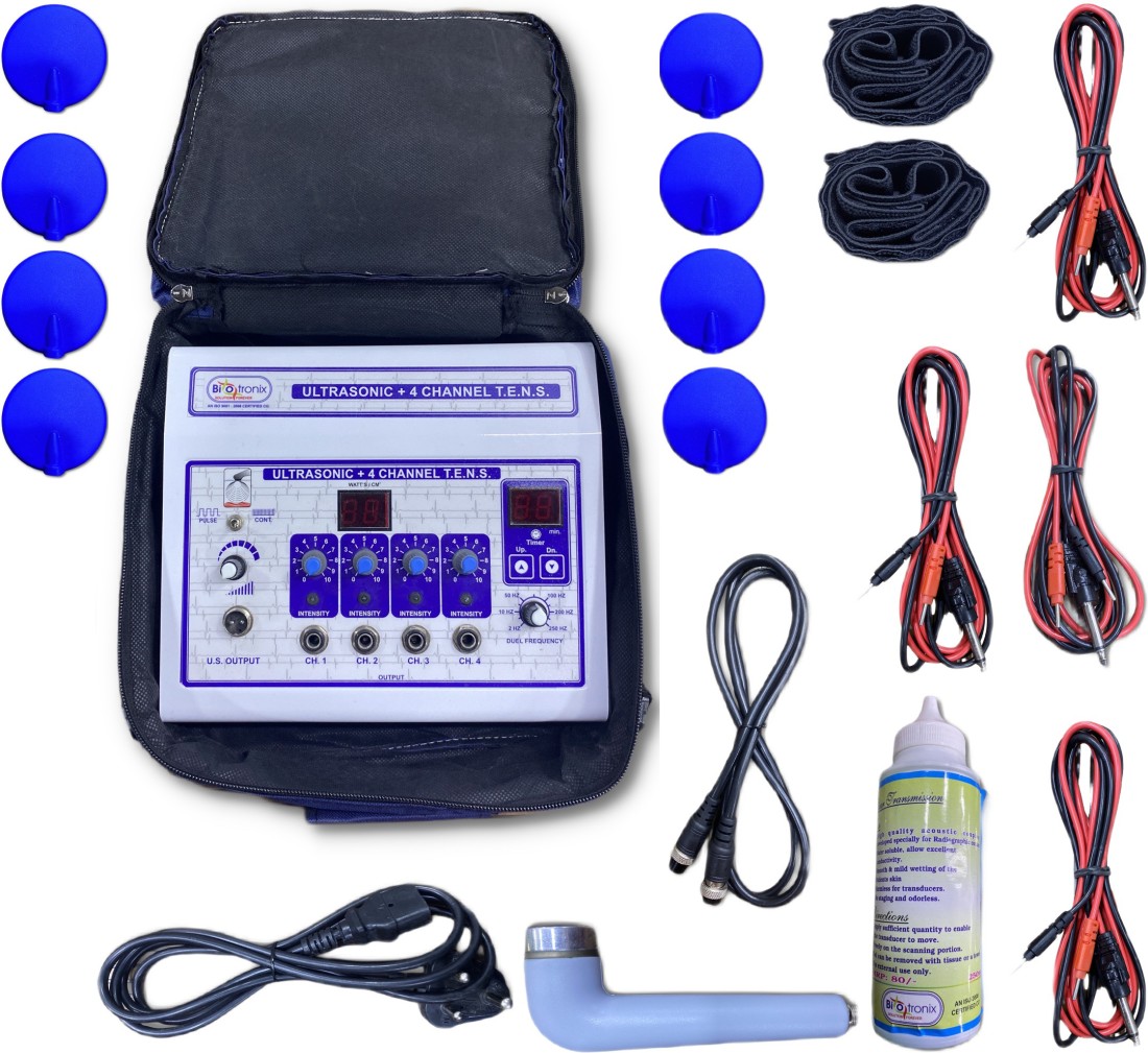 New Combo 4 Channel ElectroTherapy + Ultrasound 1MHz Pain Relief Therapy  Machine