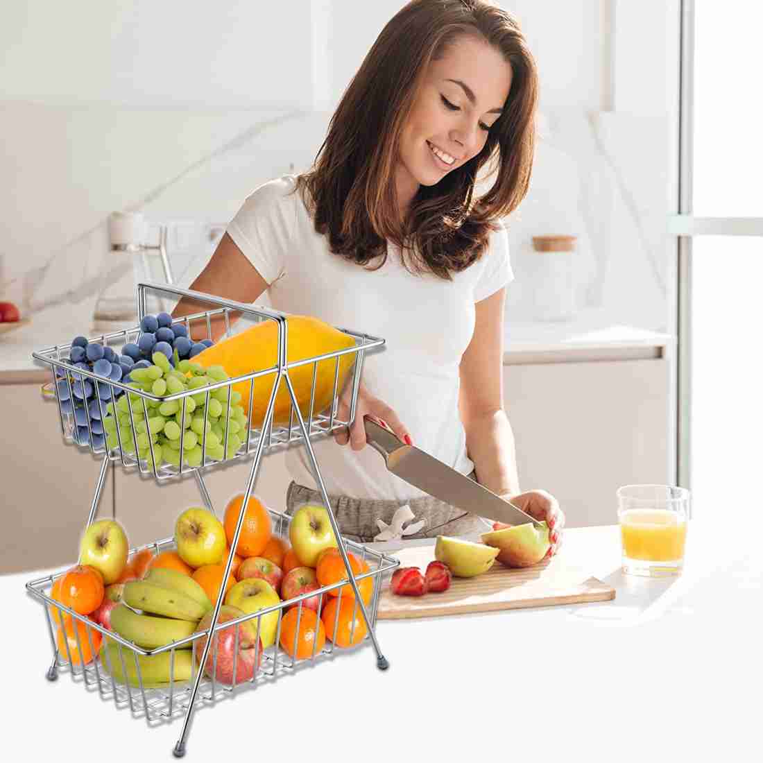 Buy SmartSlide 3 - Tier Fruit And Vegetable Basket For Kitchen