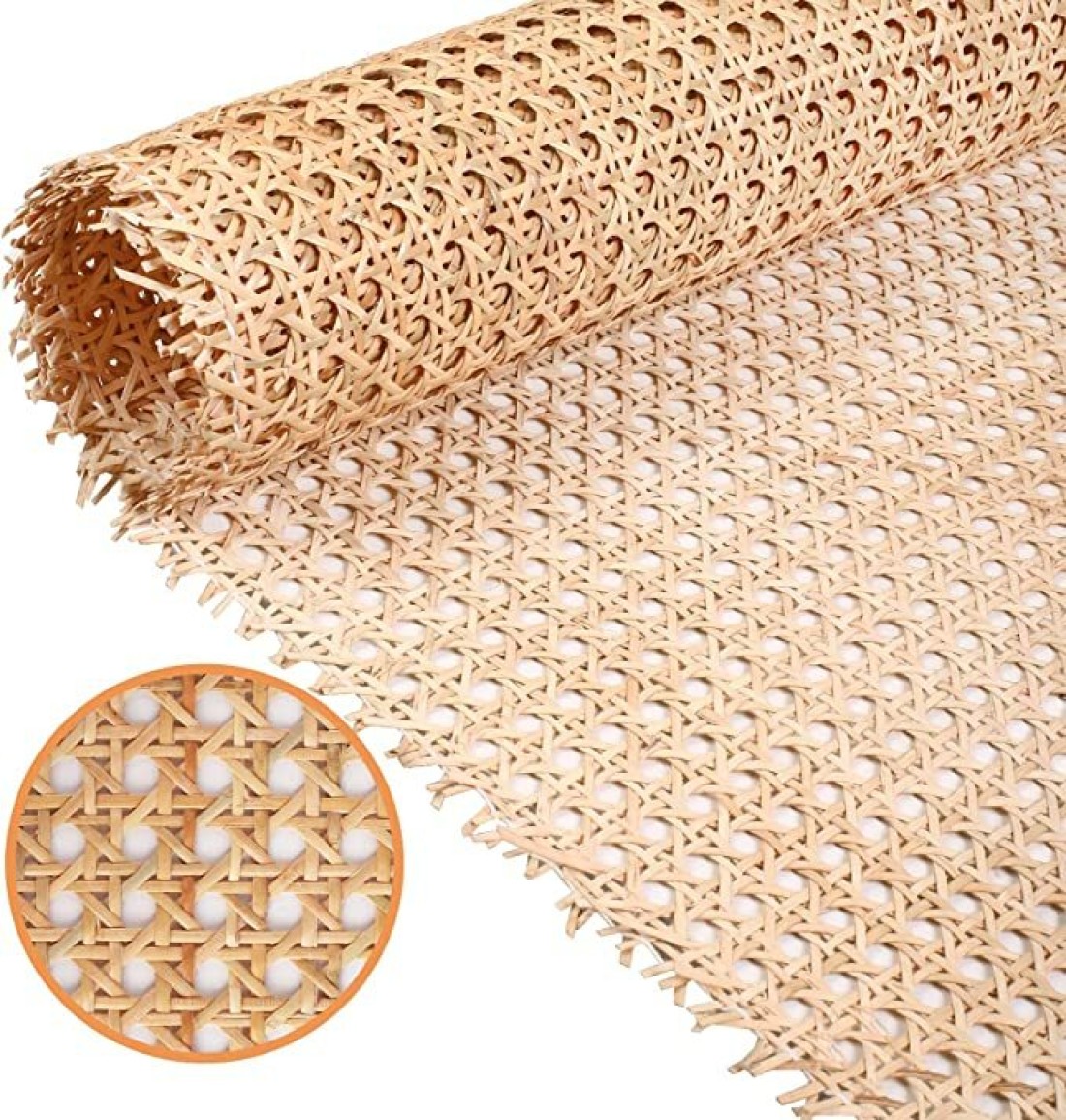 Premium Natural Rattan Cane Webbing Roll, Rattan Hexagon Weave for DIY  Projects, Rattan Furniture. Super Durable and Tough 