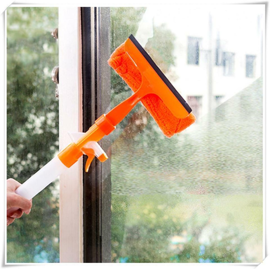 Amulakh Window Glass Cleaning Brush_Multifunction 3-in-1 Magic Wiper  Squeegee Microfiber Window Cleaner and Scraper