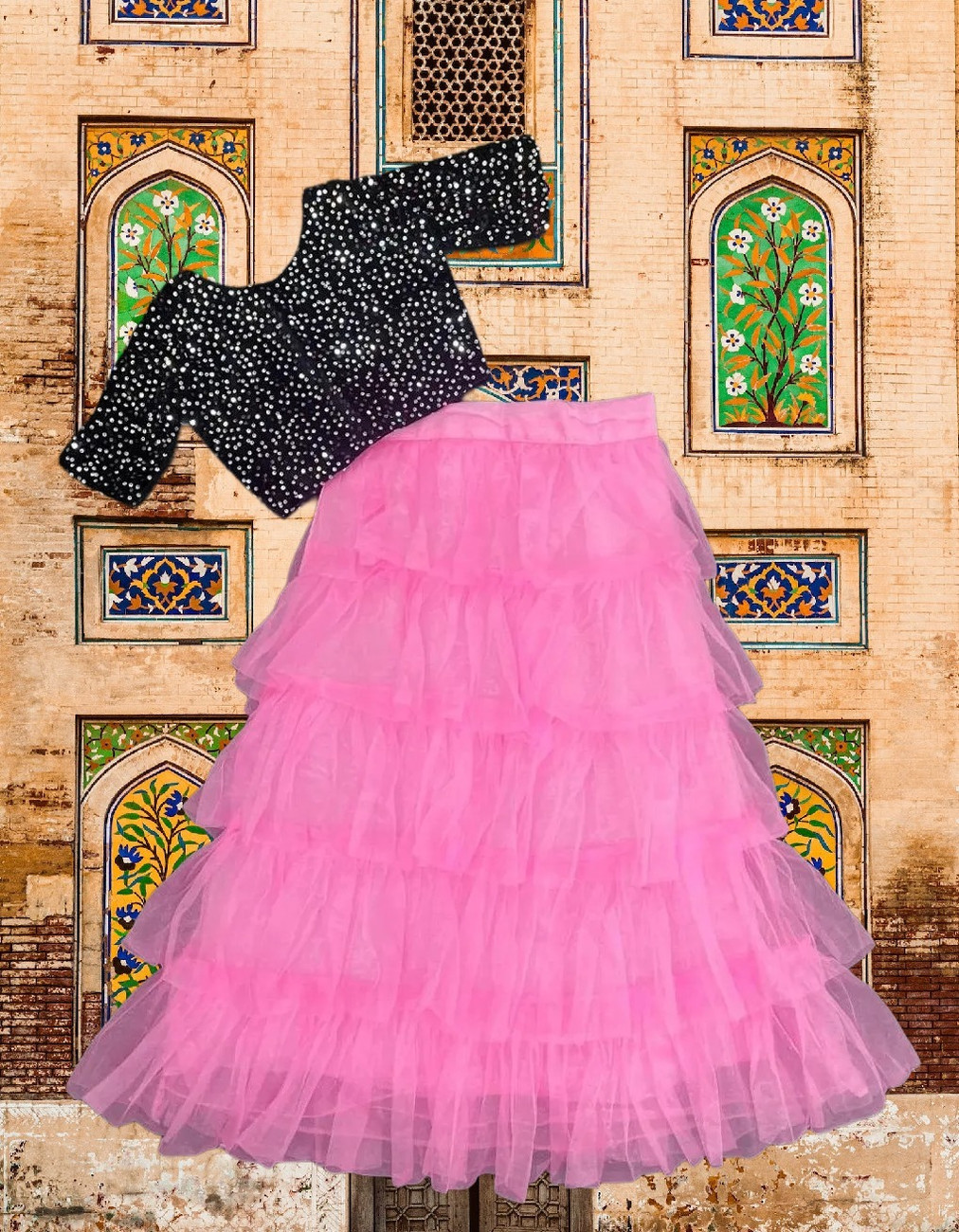 DHAVDI ENTERPRISE Girls Lehenga Choli Ethnic Wear Embroidered
