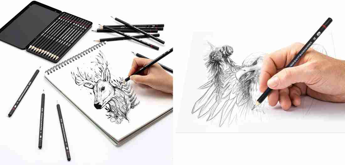 ChiggiWiggi 12 Artist Graphite Drawing Pencil Set for Sketching