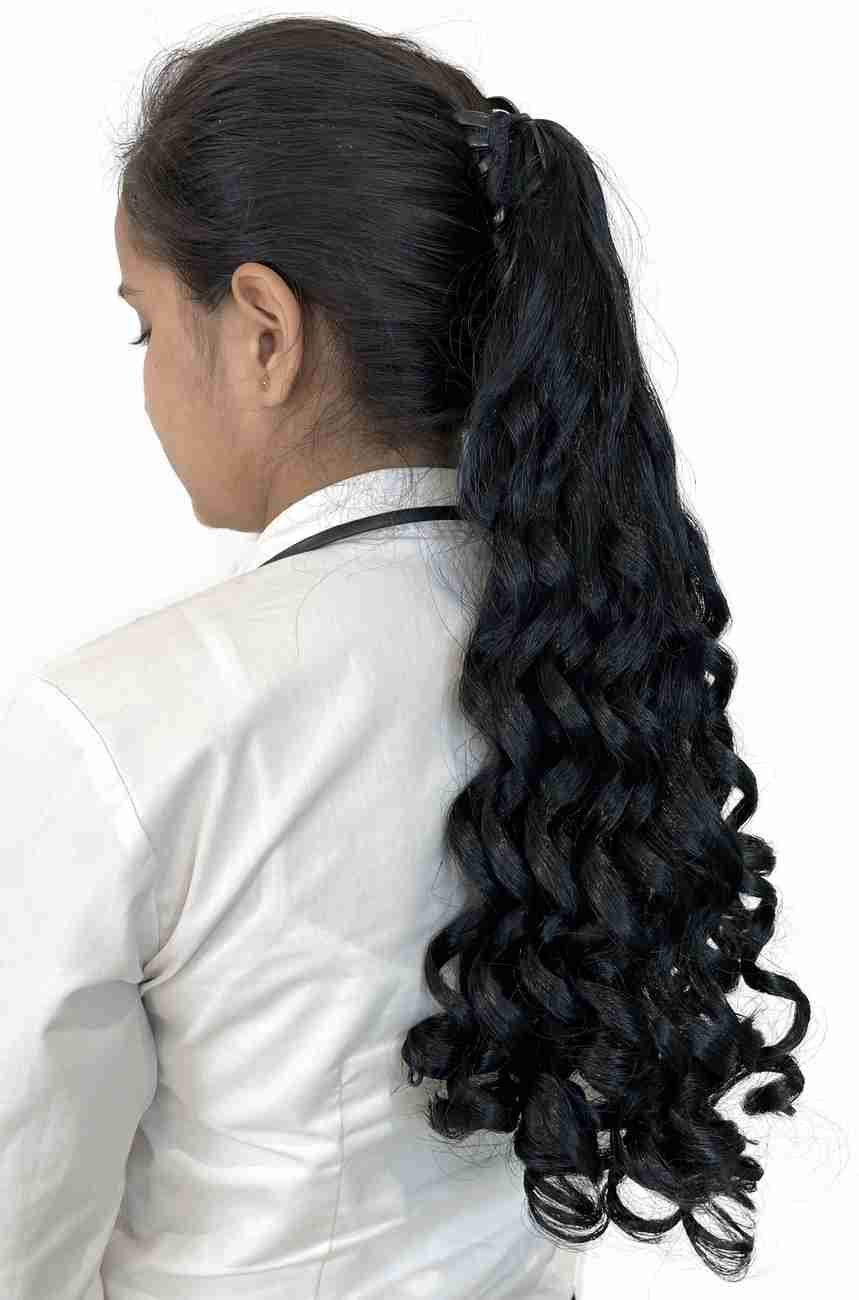 A H S Indian Curly Ponytail Extensions for Women and Girls Black