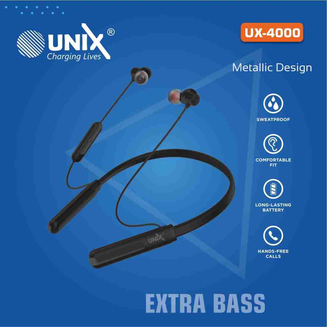 Unix Metallic Design Extra Bass 150 Hours Talk Time Bluetooth Headset