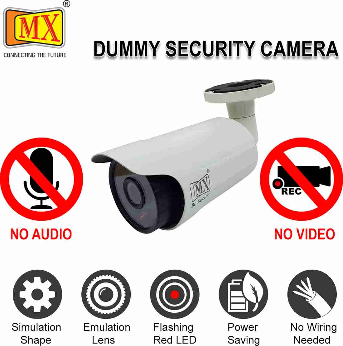 MX Dummy Fake Security Wireless Bullet CCTV Camera Flashing Light