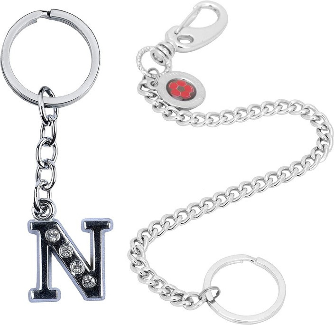 Newview Alphabet N Letter & Chain Challa Locking Key Chain Key