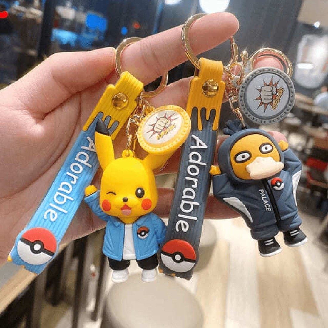 3D PVC Kawaii Pokemen Cute Cartoon Keyring Key Chain Ring Pika Chu