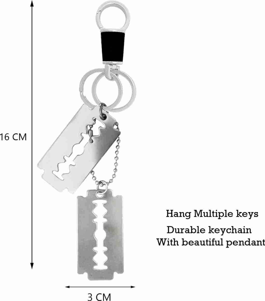Necklace/Key Ring Razor Blade Silver