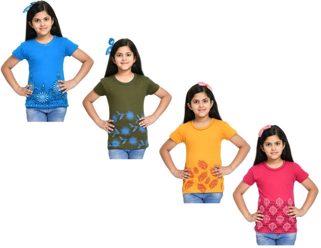 IndiWeaves Girls Cotton Full Sleeve Printed T-Shirts and Cotton