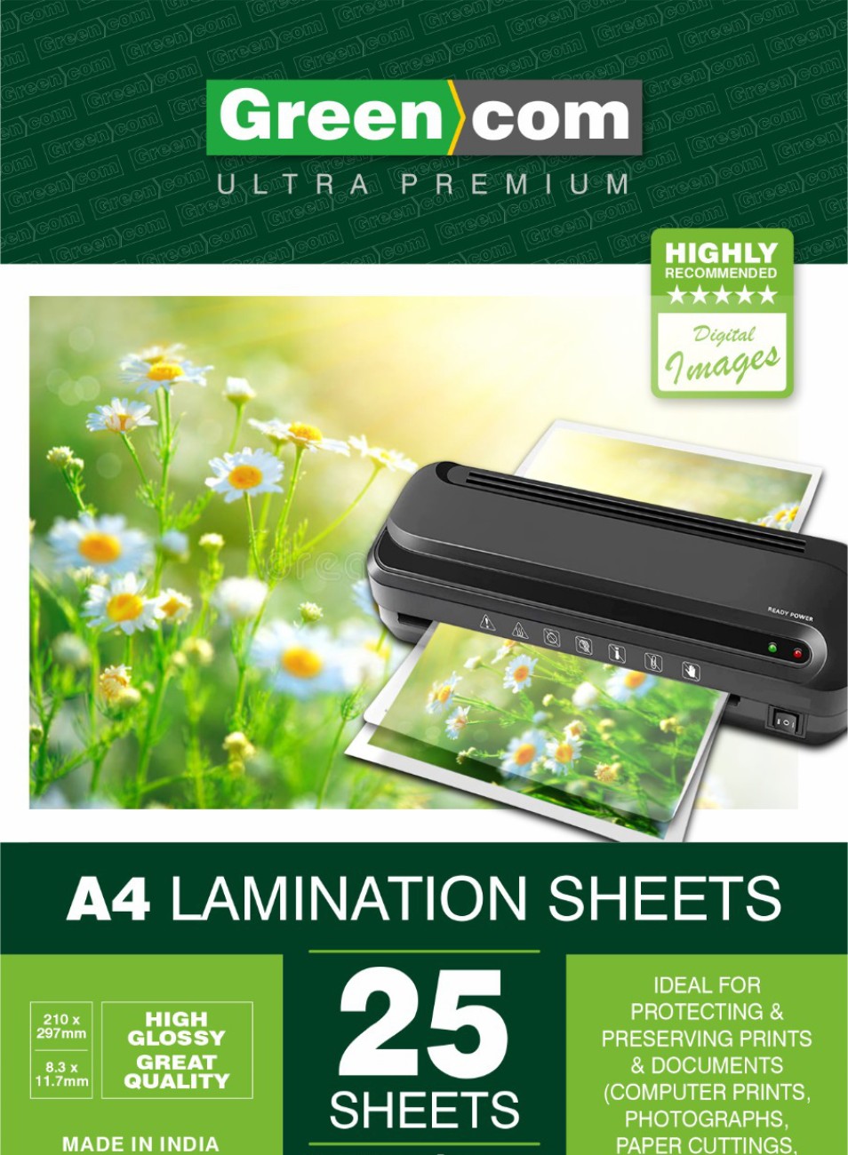 greencom A4 Thermal Lamination Sheets, 50-Pouches A4 Laminating