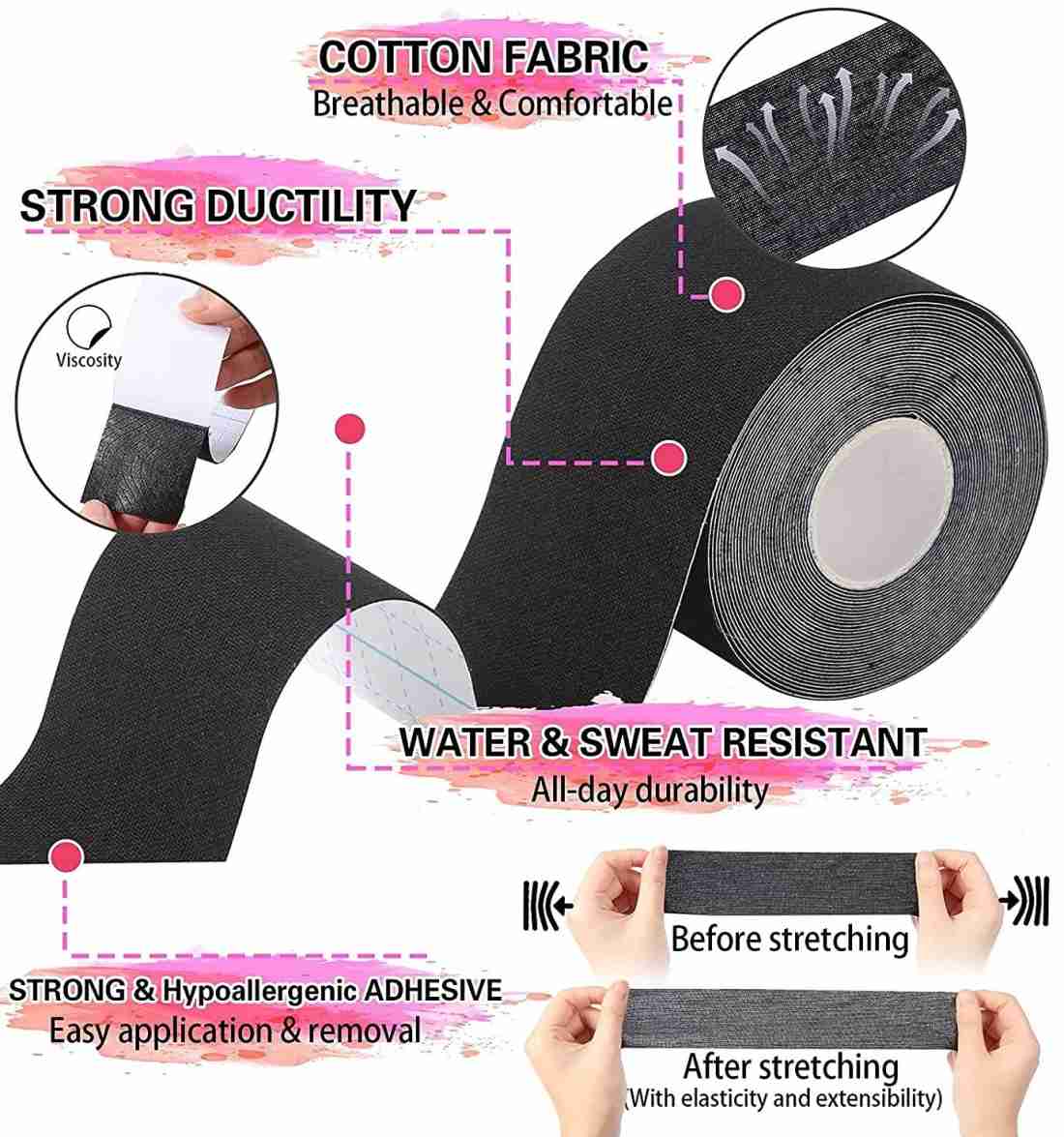 Tomkot Breast Lift Tape Waterproof boob tape Adhesive push up tape