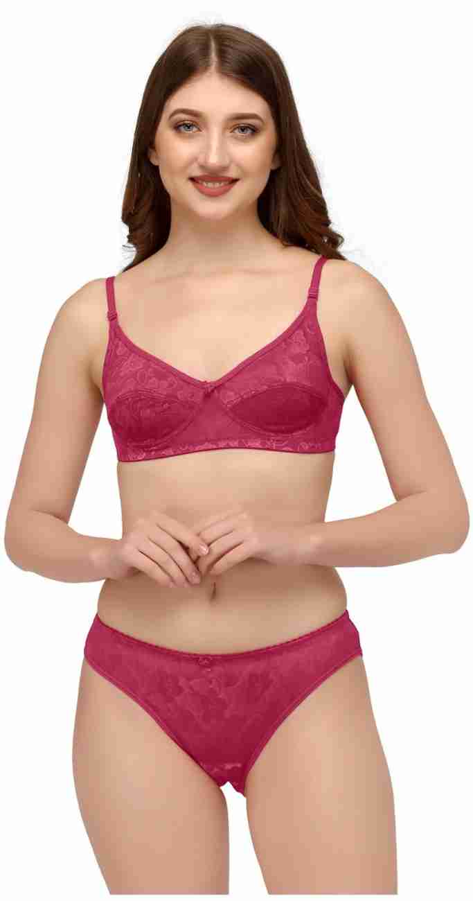 Buy DHANDAI FASHION Women Maroon Self Design Lace Bra and