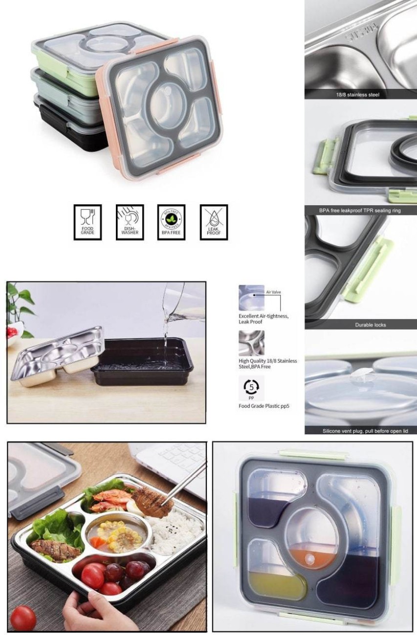 N2K2 Enterprise 4 Compartment Lunch Boxes Stainless