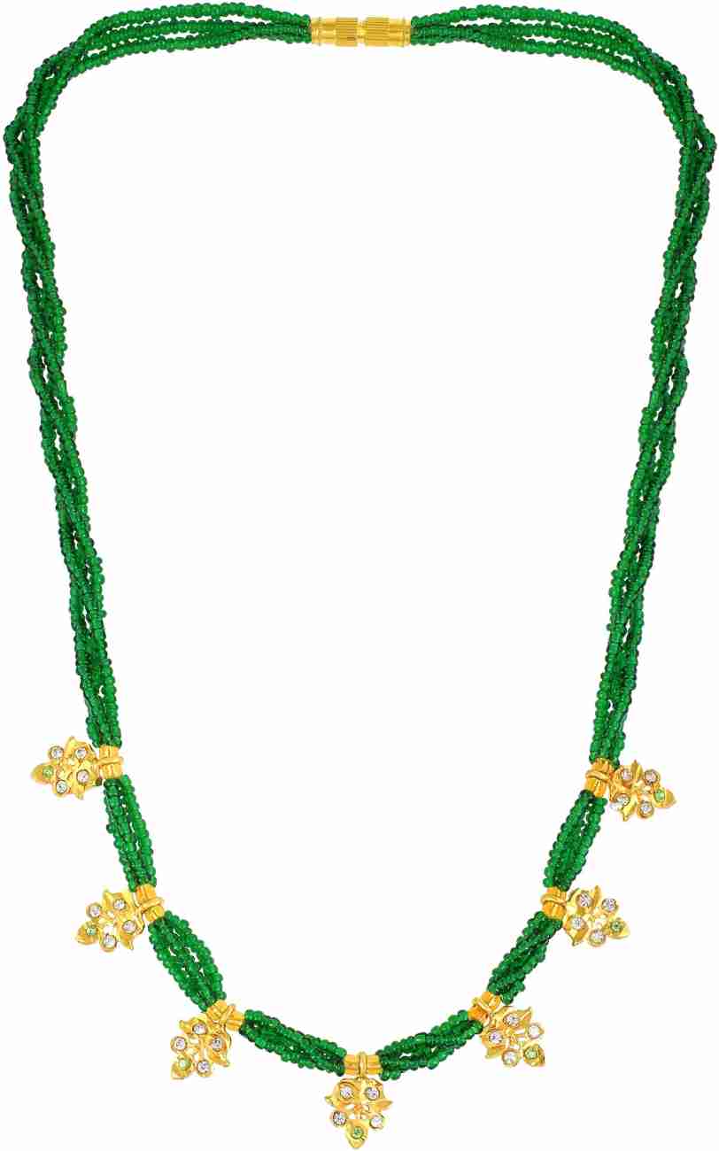 Admier gold plated 7 teeka hanging Maharashtrian Thusi necklace