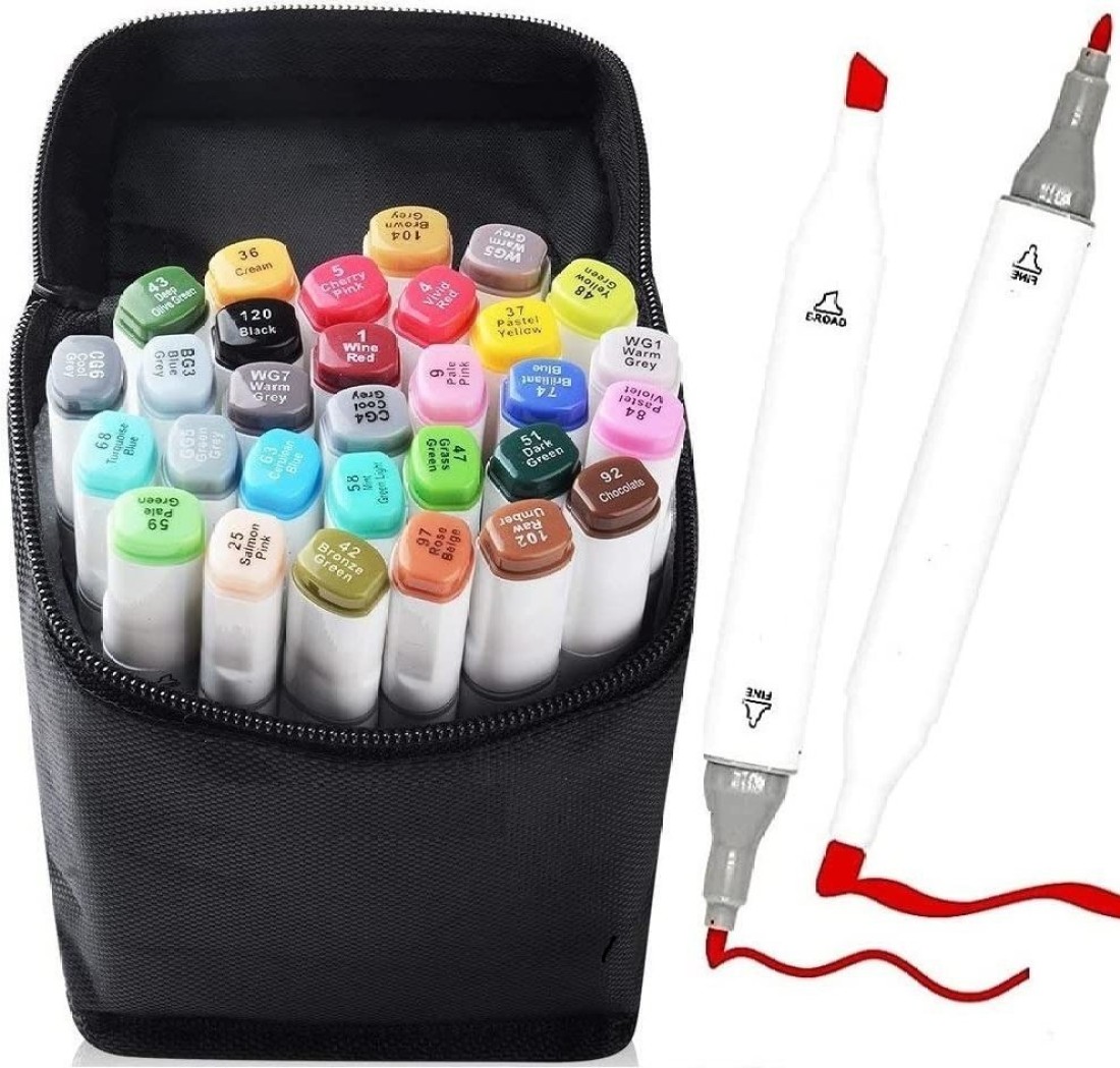 Ohuhu Alcohol Markers Brush Tip - Double Tipped Markers for Artist Adult  Coloring Sketching - 48-color Art Marker Set for Fashion Cartoon Animation  Illustration Design - Brush Chisel Dual Tips