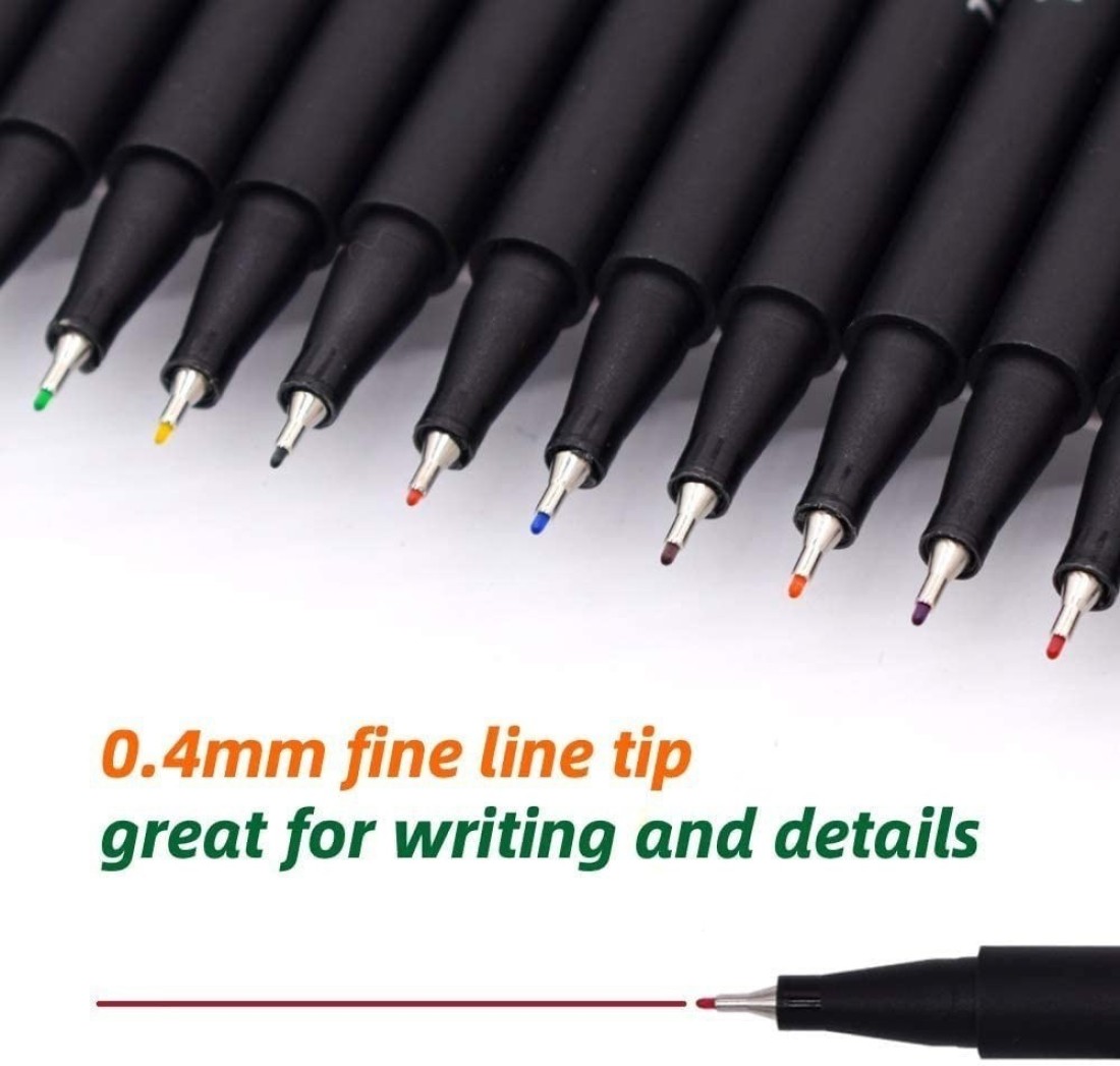 KRAFTMASTERS Fineliner Color Pen Set 0.4mm Fine Point Colored  Pens Markers Set Of 12 - Fine Point Colored Pens Markers