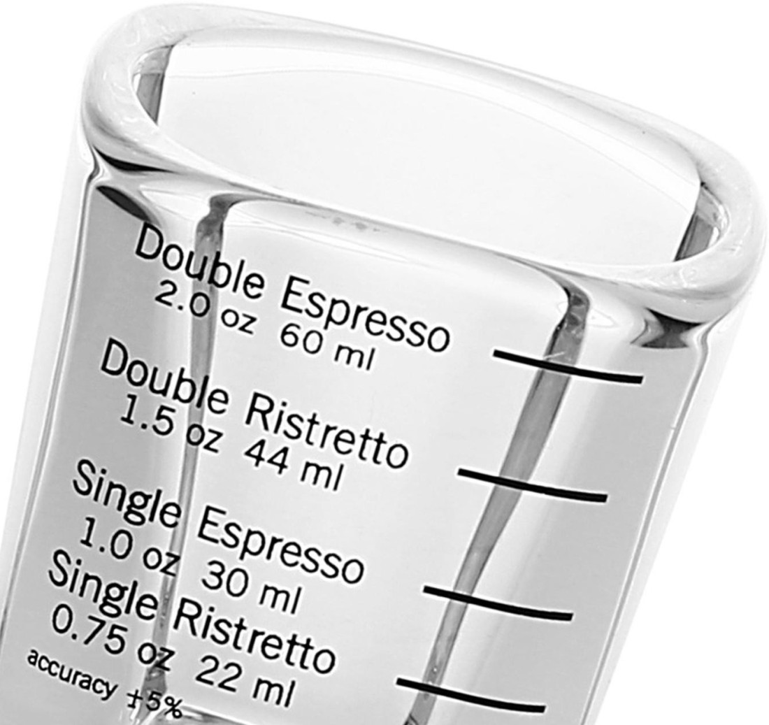 BCnmviku Espresso Shot Glasses Measuring Cup Liquid Heavy Glass for Baristas 2oz for Single Shot of Ristrettos (2 Pack)