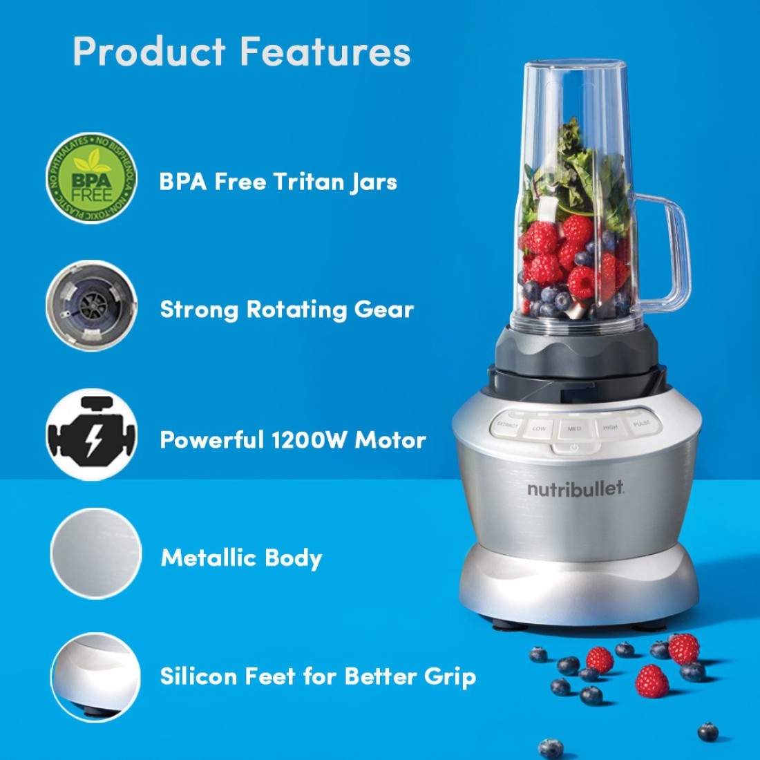 abs NutriBullet NBC-1209SL Blender Combo, 1200W (Silver), 4 Jars