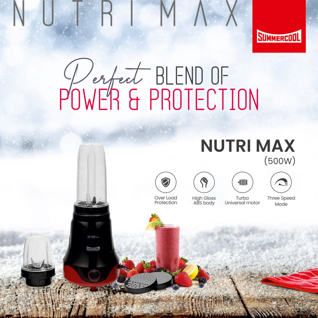 Summercool Nutri Max 450 Watt  450 Juicer Mixer Grinder (2 Jars