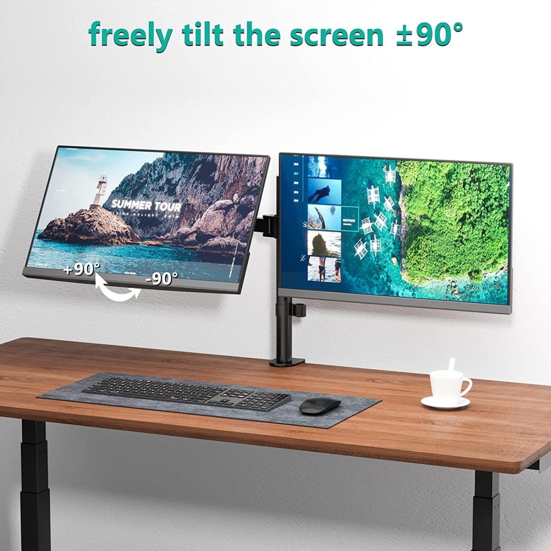 GITRU Dual Monitor Desk Mount Stand Full Motion Swivel Computer
