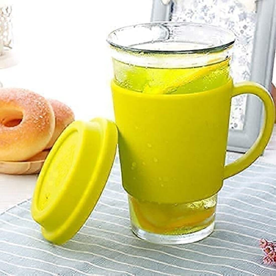 JJ Shopobox Juice Cup Glass Juice Bottle Juice Cup with Straw