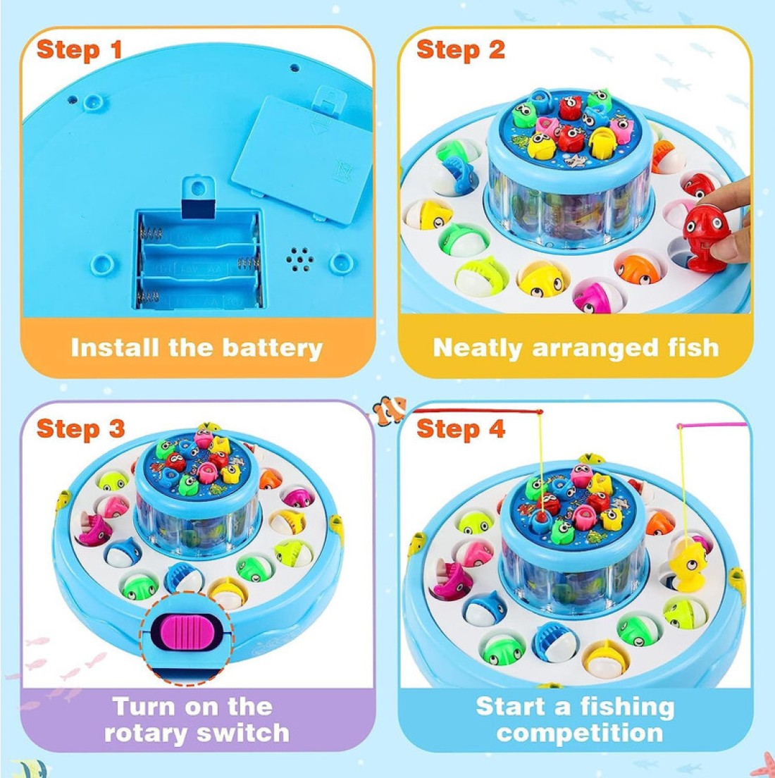 HappyBive Go Go Fishing Game for Kids/ Fish Catching Game with Rotating  Pond - Go Go Fishing Game for Kids/ Fish Catching Game with Rotating Pond .  Buy Go Go Fishing toys