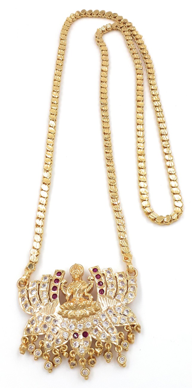 Anujeet Fashion Hub Gold Plated Long Covering Chain with Multicolor AD  Stone Goddess Lakshmi Dollar Gold-plated Plated Copper Chain Price in India  - Buy Anujeet Fashion Hub Gold Plated Long Covering Chain