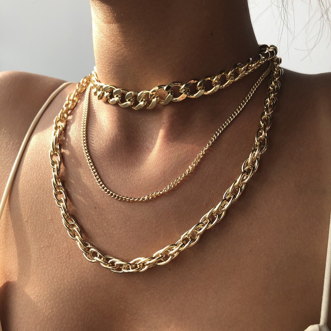 ARZONAI twist alloy thick chain necklace female fashion stacked clavicle chain Metal Layered Price in India - Buy ARZONAI twist alloy thick chain necklace female fashion stacked clavicle chain Metal Layered Online