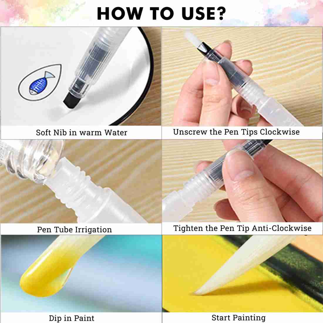 DaKos Water Brush Pen for Watercolor Calligraphy Drawing Tool