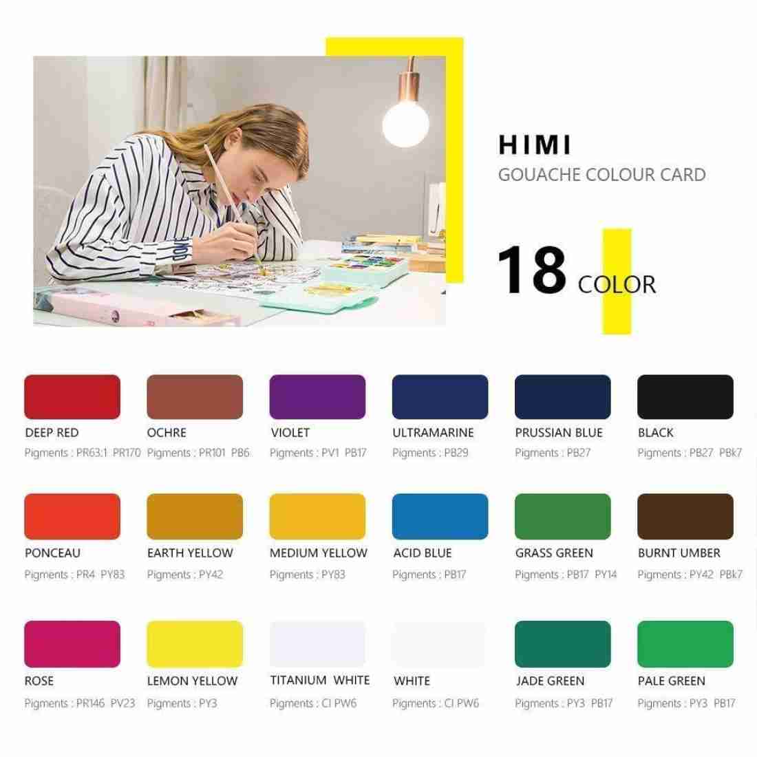  HIMI Gouache Paint Set, Twin Cup 48 Colors x 12ml/0.4